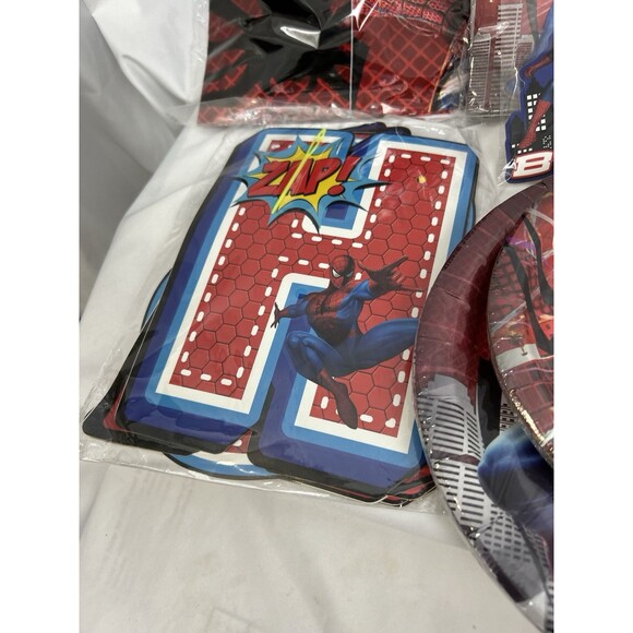 Spider-Man Party Decorations Banners Plate Napkins tablecloth cake Toper for 10 - Picture 3 of 5